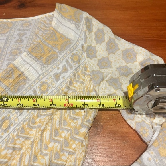 Free People Rosalie Wrap Top. Womens Size S. Bell Sleeves Bohemian Cream/Yellow - Picture 9 of 11